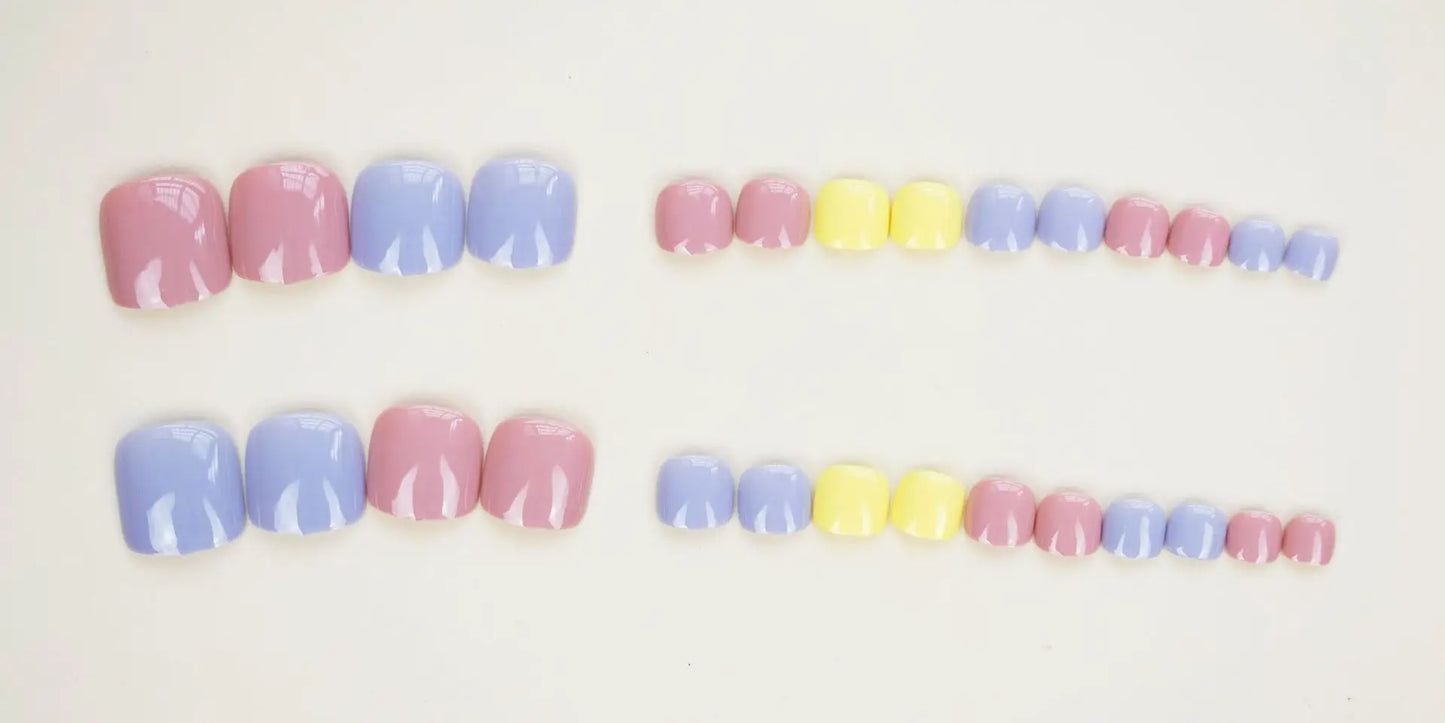 Colorful Press-On Toe Nails β 24pcs Full Cover Summer Style for Girls & Women