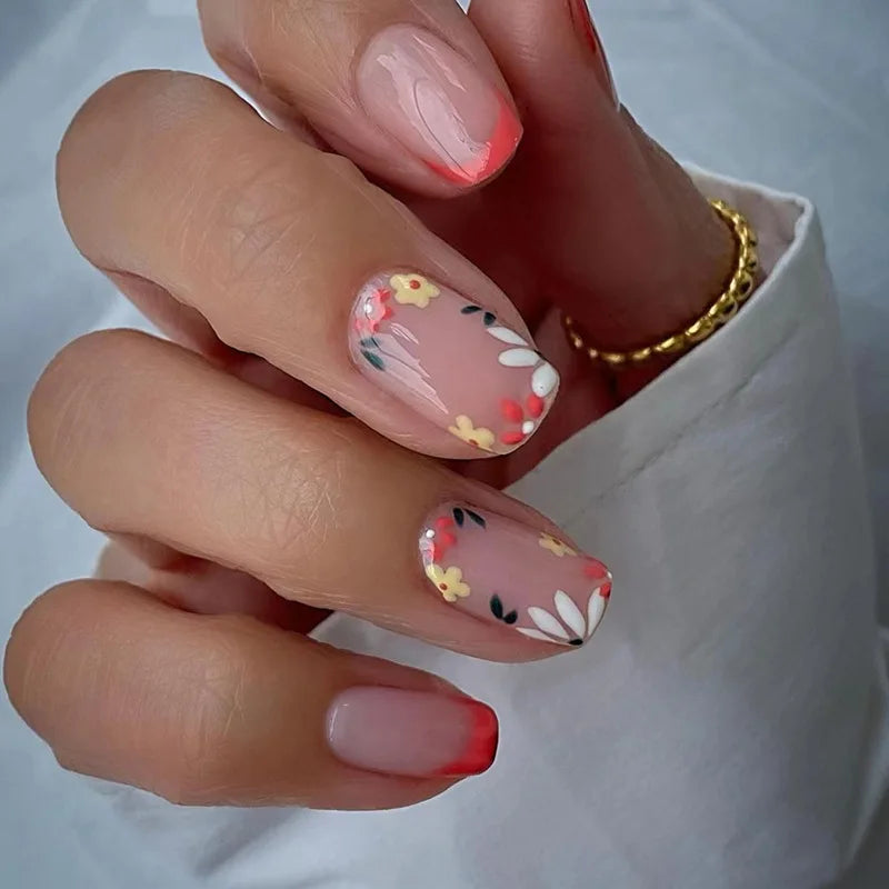24pcs Blue Heart Press-On Nails – 3D Valentine’s Design | Short Square Ballet Fake Nail Set for Women & Girls