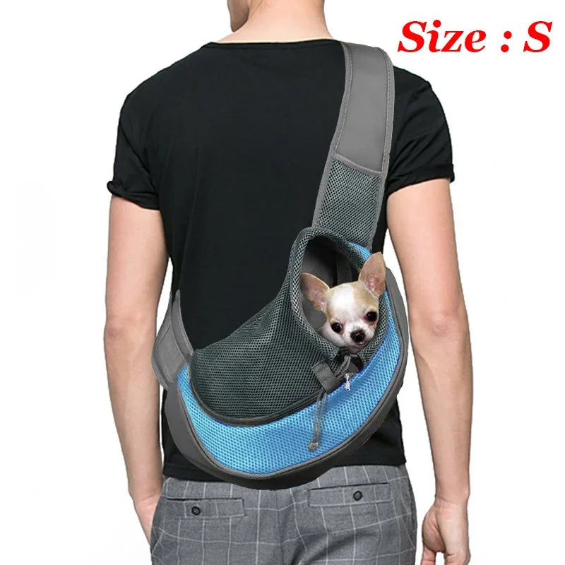 Dog Sling Carrier Breathable Mesh Travel Crossbody Bag For Puppy Cat Hiking Camping