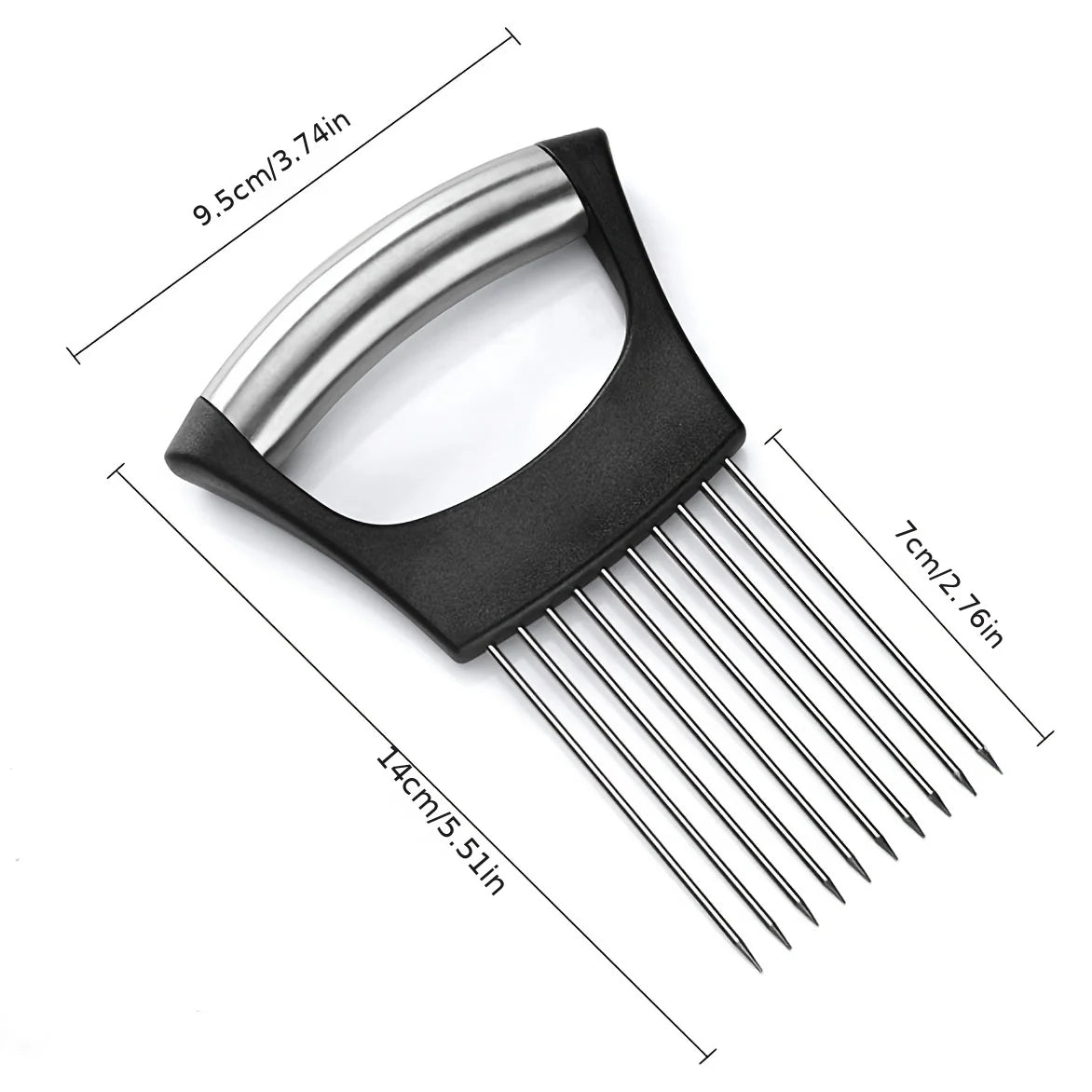 Stainless Steel Onion Slicer Holder, Multipurpose Meat Tenderizers, Vegetable Potato Tomato Lemon Cutting Tool, Full Grip Ha