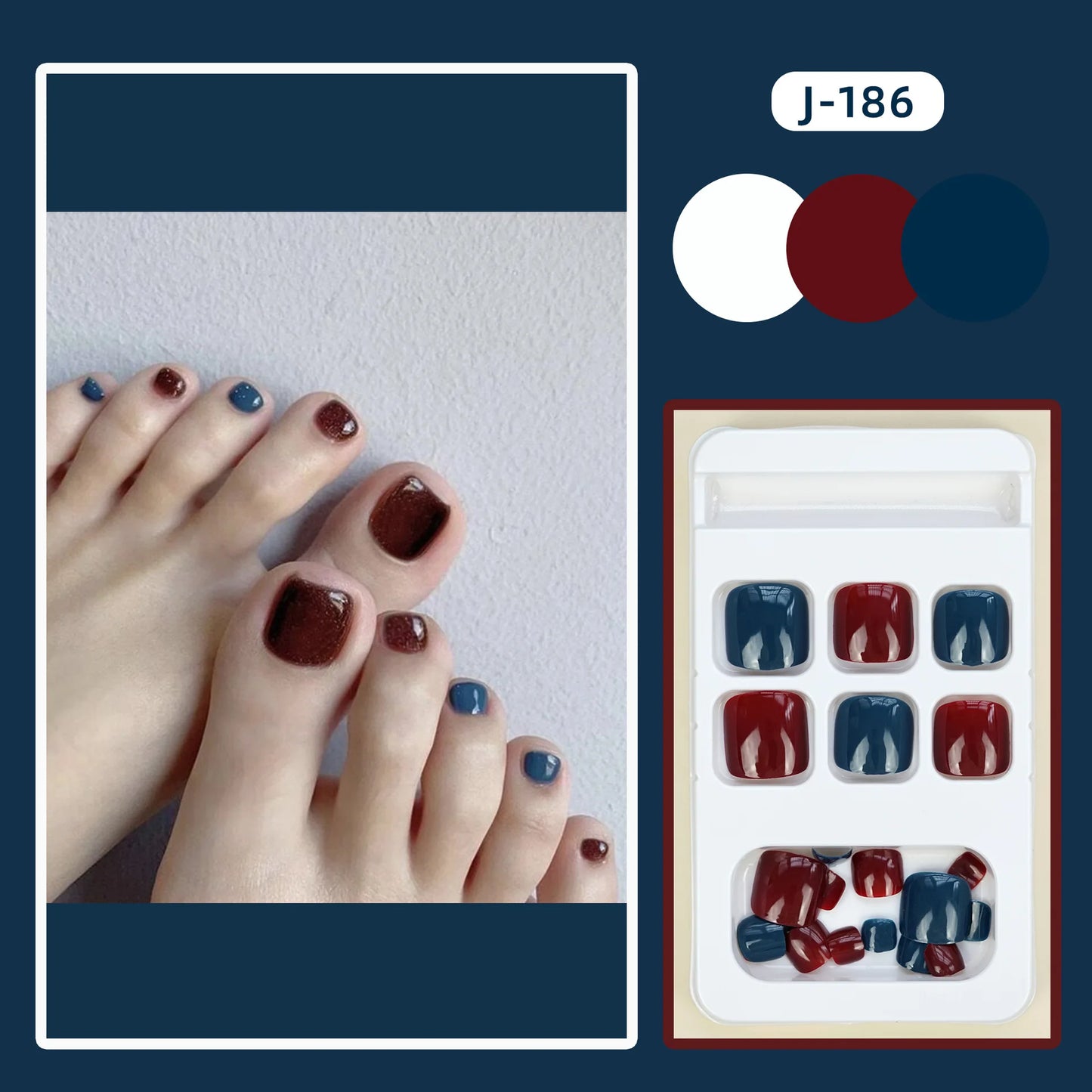 Colorful Press-On Toe Nails β 24pcs Full Cover Summer Style for Girls & Women