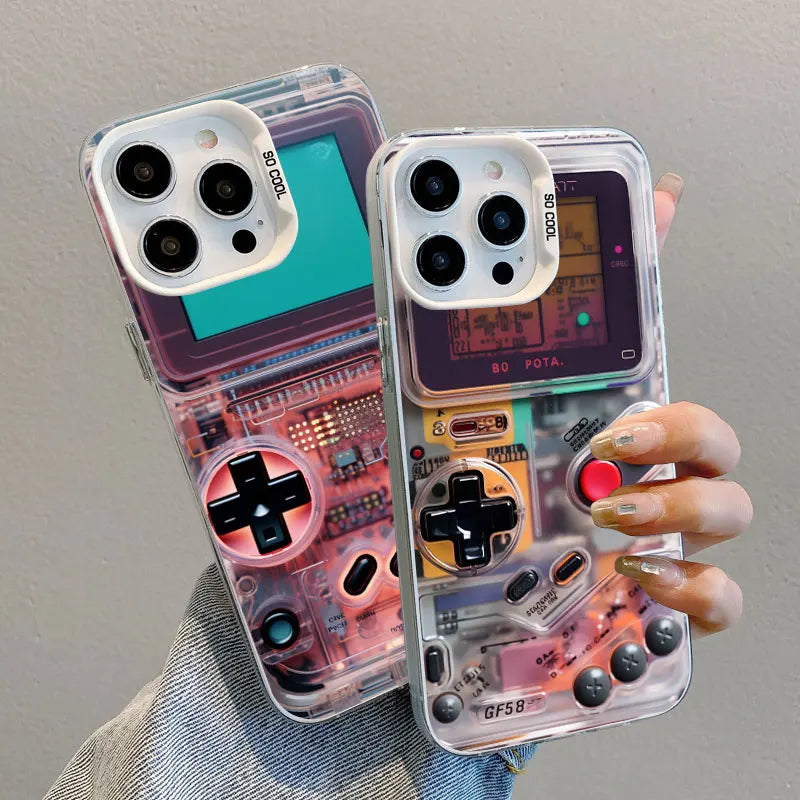 Retro Game Console Printed Pattern Phone Case For iPhone 11 12 13 14 Pro Max Mini 16 15 Pro Max Plus Shockproof Laser Back Cover