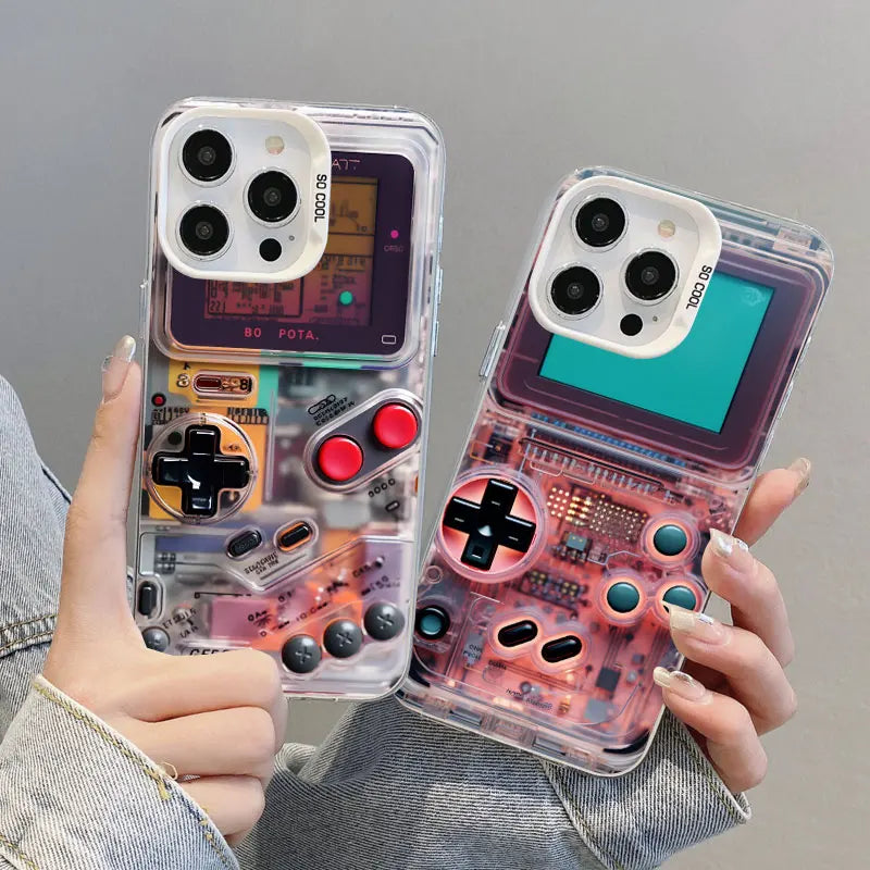 Retro Game Console Printed Pattern Phone Case For iPhone 11 12 13 14 Pro Max Mini 16 15 Pro Max Plus Shockproof Laser Back Cover
