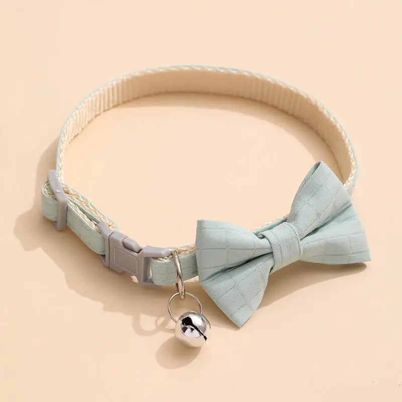 Bow Collar Solid Color Bowknot Puppy Chihuahua Adjustable Cats Accessories Safety Bell Tie Bow Buckle Pets with Collar New