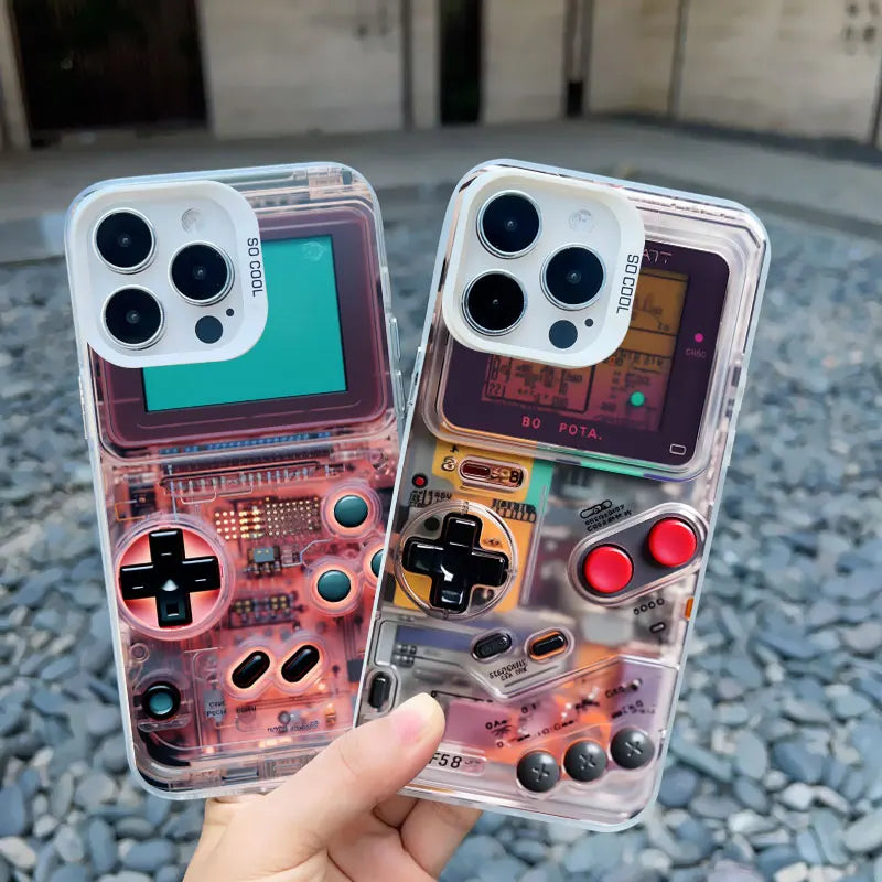 Retro Game Console Printed Pattern Phone Case For iPhone 11 12 13 14 Pro Max Mini 16 15 Pro Max Plus Shockproof Laser Back Cover