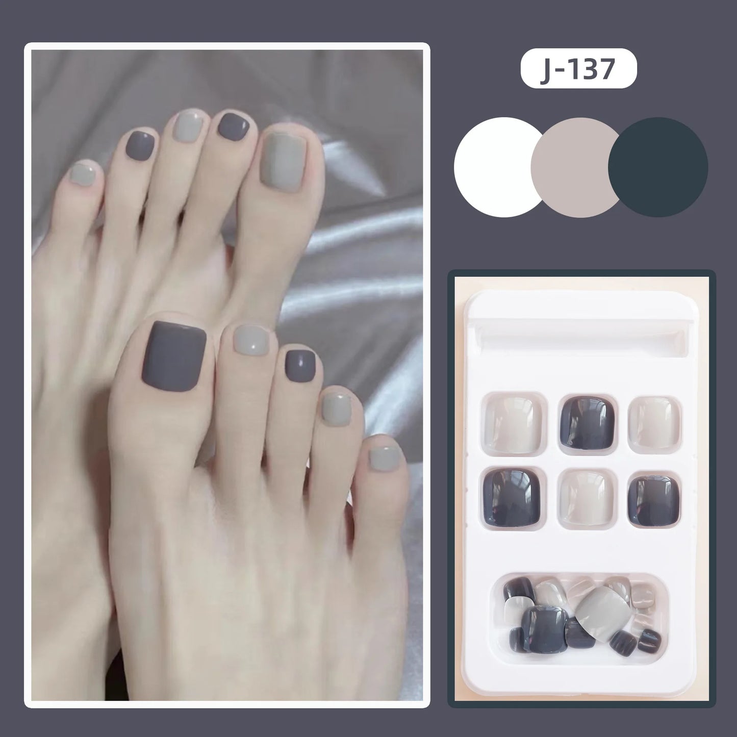 Colorful Press-On Toe Nails β 24pcs Full Cover Summer Style for Girls & Women