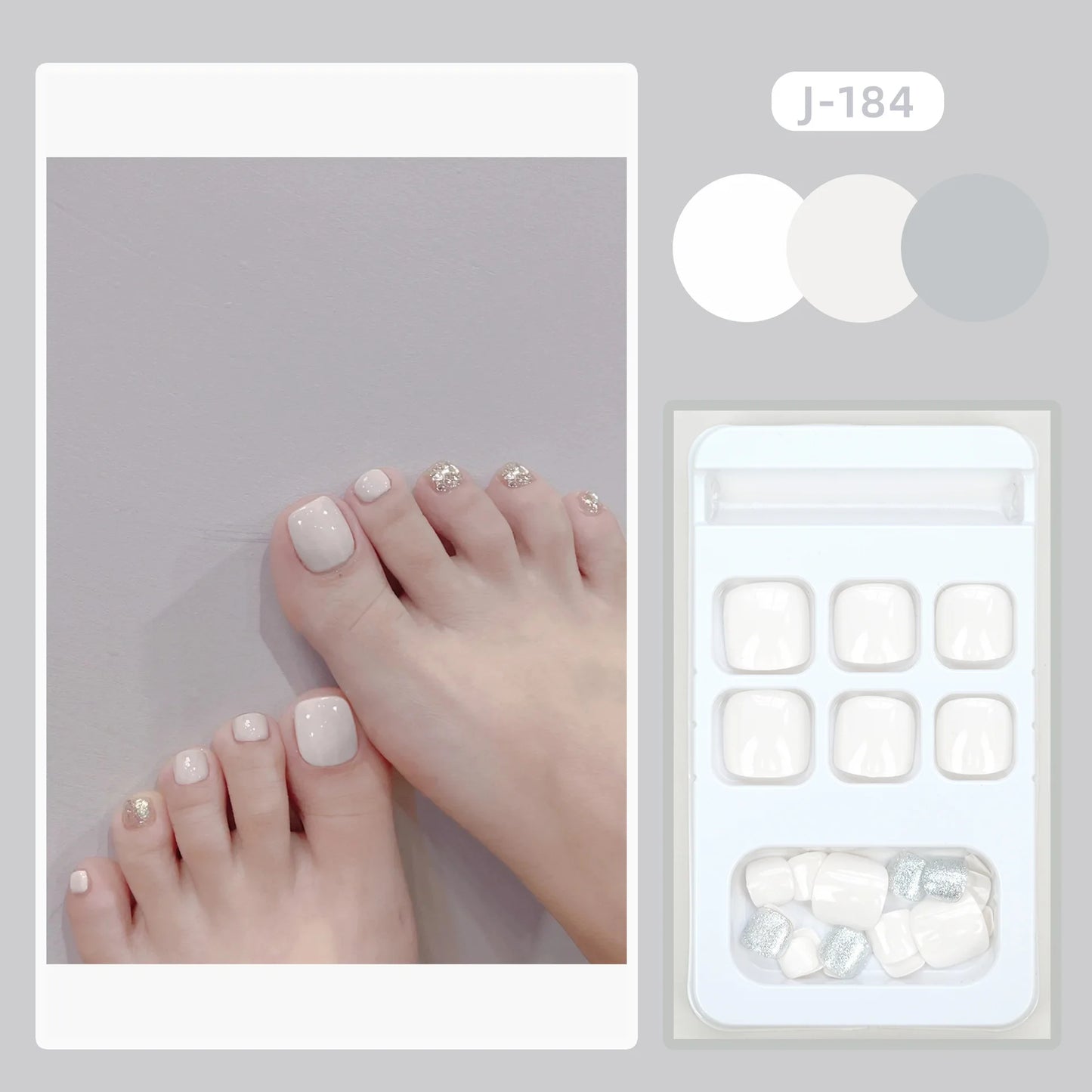 Colorful Press-On Toe Nails β 24pcs Full Cover Summer Style for Girls & Women