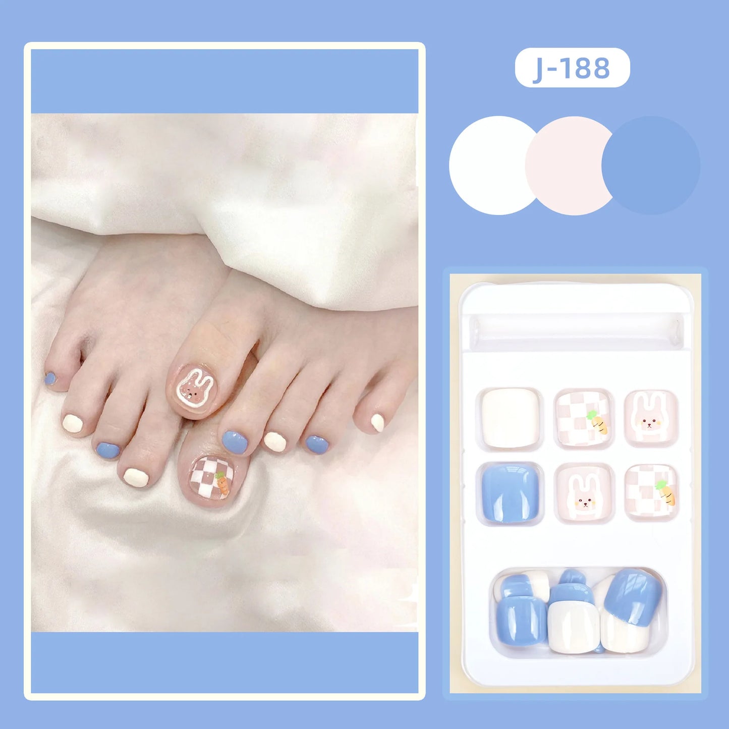 Colorful Press-On Toe Nails β 24pcs Full Cover Summer Style for Girls & Women