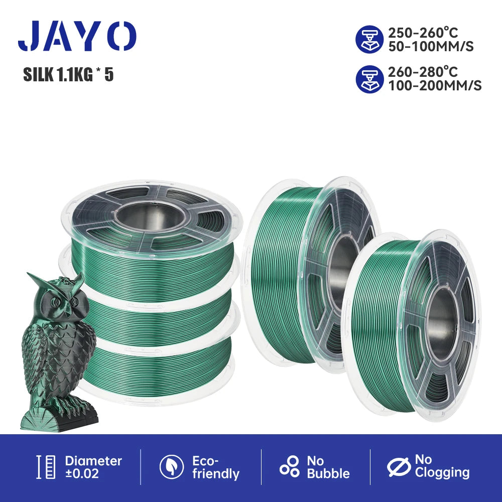 JAYO PLA+ Silk Rainbow 3D Printer Filament β 1.75mm Tri-Color No-Bubble High-Gloss Finish for FDM Printers