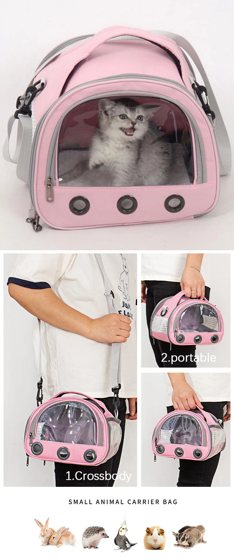 Foldable Cat Dog Bird Rabbit Carrier Bag With Thick Cotton Cushion Pet Aviation Backpack Anti-suffocation Portable Travel Bag