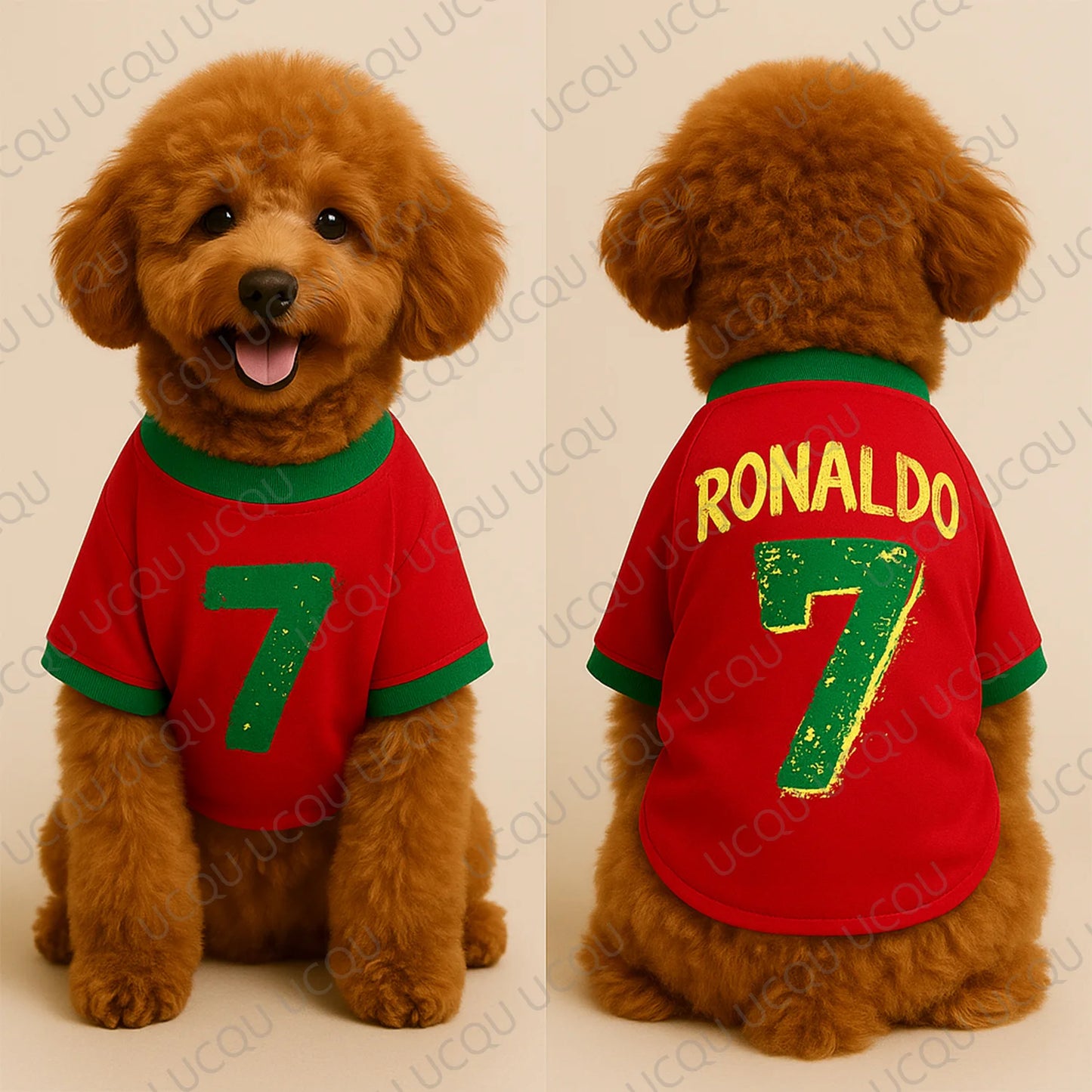 Ronaldo #7 Classic Color Pet Soccer Jersey – Oversized Breathable Anti-Shedding Vest for Dogs and Cats