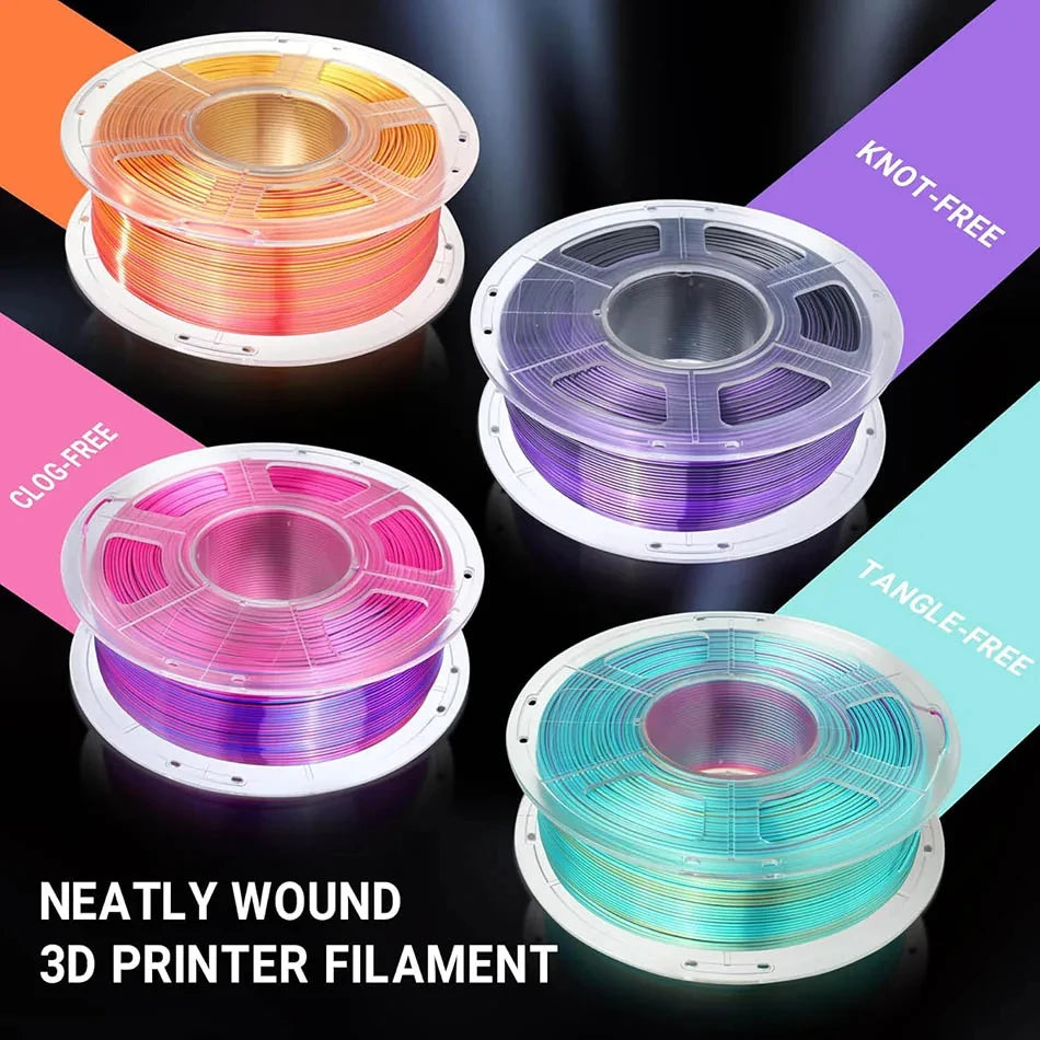 JAYO PLA+ Silk Rainbow 3D Printer Filament β 1.75mm Tri-Color No-Bubble High-Gloss Finish for FDM Printers