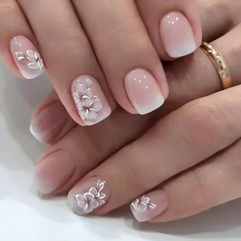 24Pcs Wine Red Press-On Nails β Short Square & Round Tips with Glitter Finish + Nail Glue