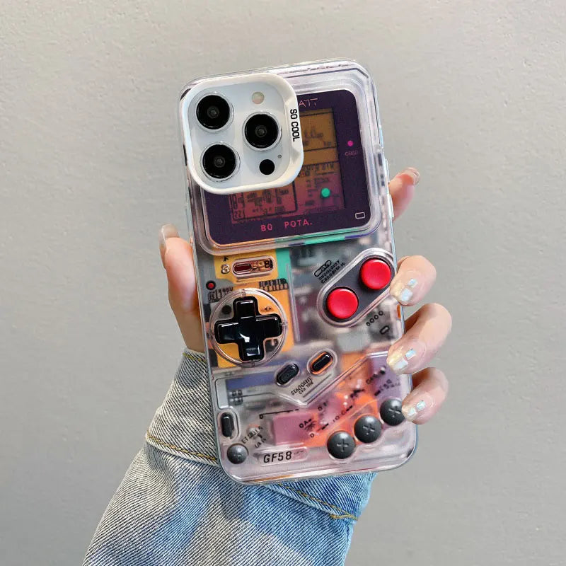 Retro Game Console Printed Pattern Phone Case For iPhone 11 12 13 14 Pro Max Mini 16 15 Pro Max Plus Shockproof Laser Back Cover
