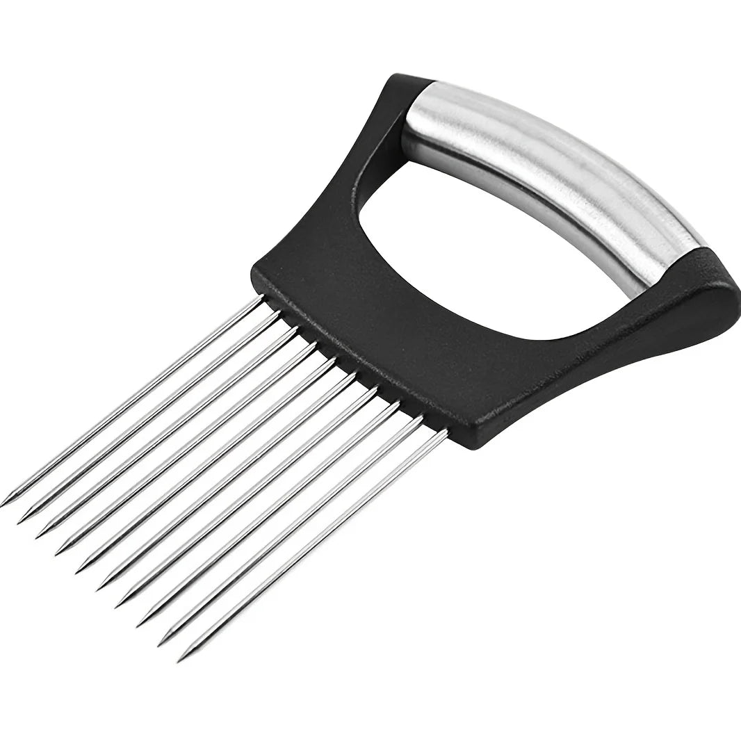 Stainless Steel Onion Slicer Holder, Multipurpose Meat Tenderizers, Vegetable Potato Tomato Lemon Cutting Tool, Full Grip Ha