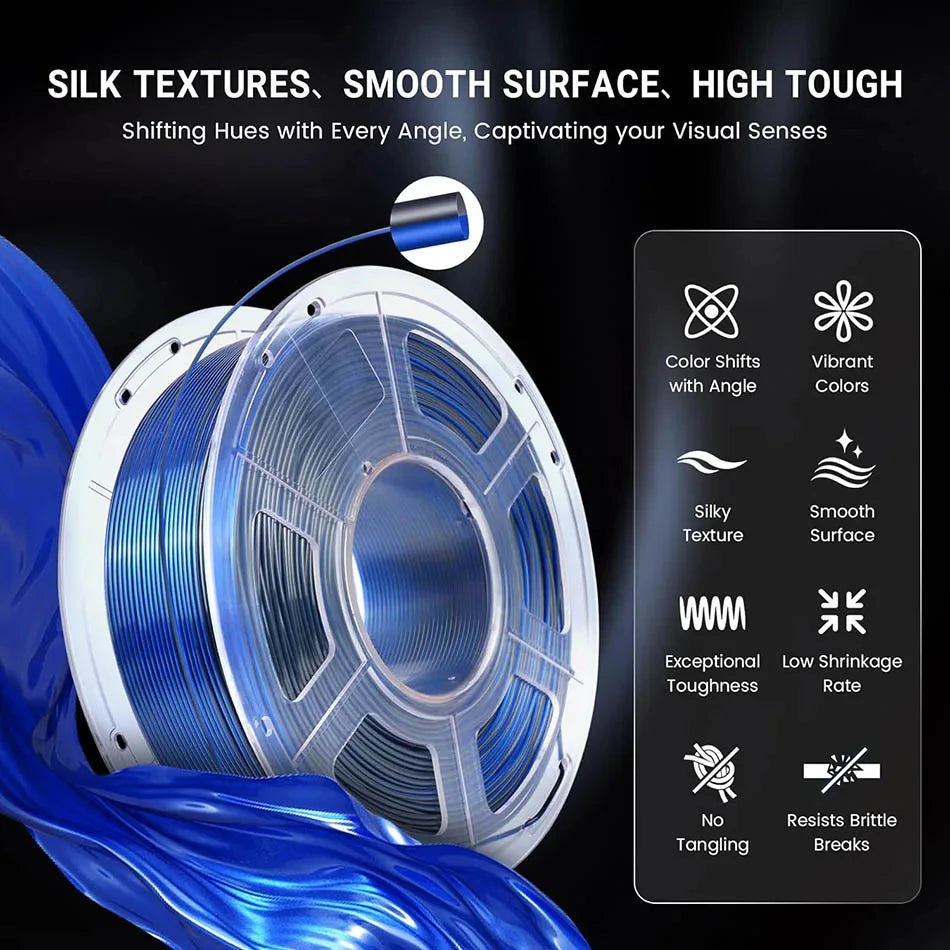 JAYO PLA+ Silk Rainbow 3D Printer Filament β 1.75mm Tri-Color No-Bubble High-Gloss Finish for FDM Printers
