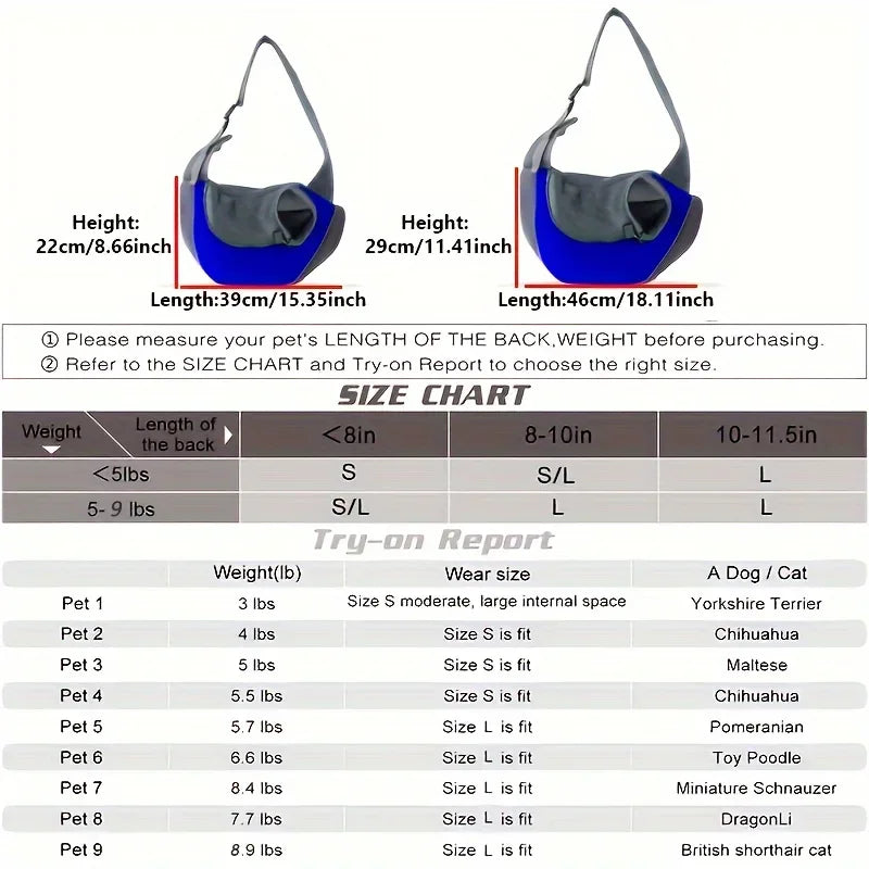 Dog Sling Carrier Breathable Mesh Travel Crossbody Bag For Puppy Cat Hiking Camping