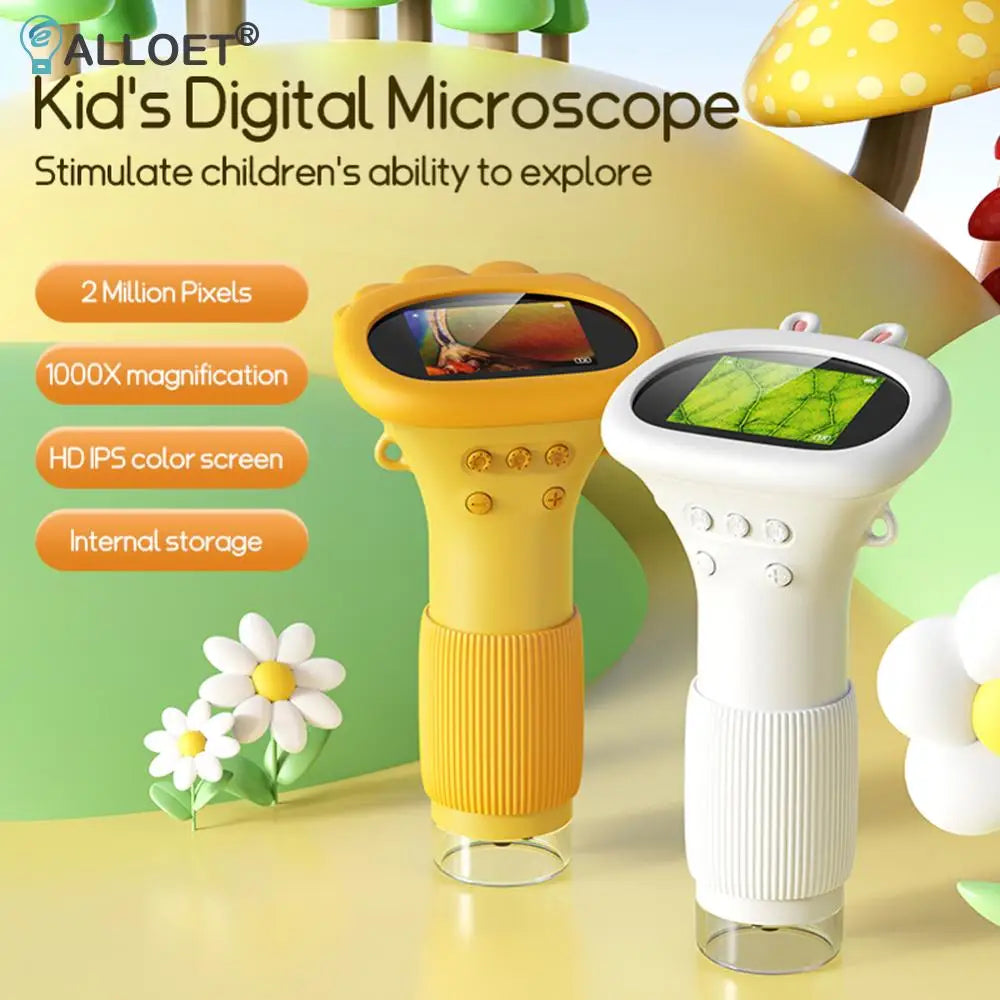 1000X Handheld Digital Microscope 2 Inch IPS Screen Children Biological Insect Coin Magnifier 2MP Lens Mini Portable Microscopes
