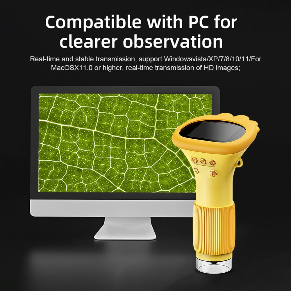 1000X Handheld Digital Microscope 2 Inch IPS Screen Children Biological Insect Coin Magnifier 2MP Lens Mini Portable Microscopes
