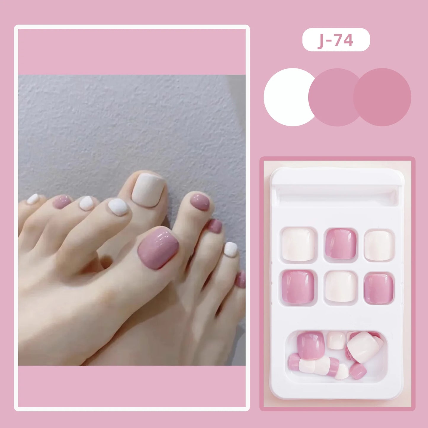 Colorful Press-On Toe Nails β 24pcs Full Cover Summer Style for Girls & Women