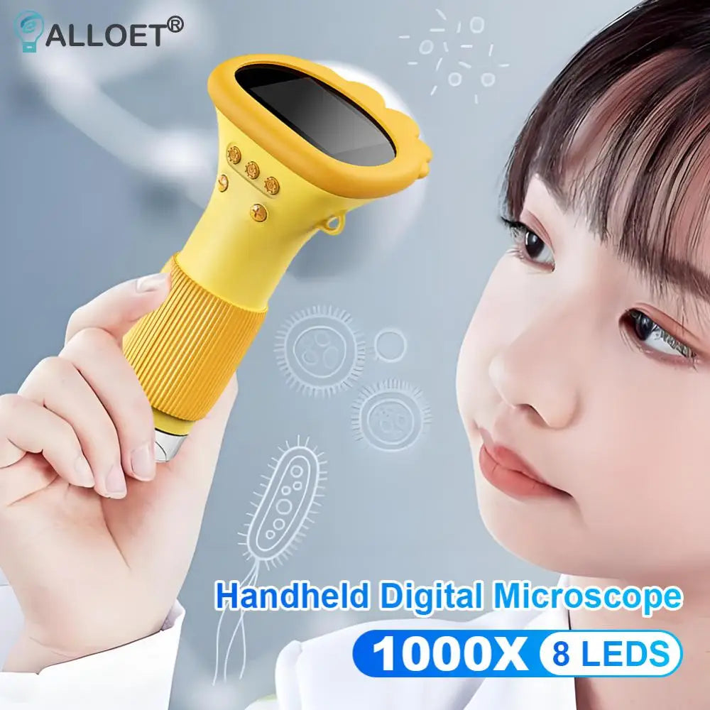 1000X Handheld Digital Microscope 2 Inch IPS Screen Children Biological Insect Coin Magnifier 2MP Lens Mini Portable Microscopes