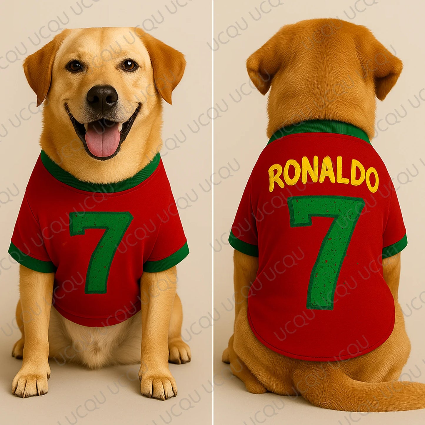 Ronaldo #7 Classic Color Pet Soccer Jersey – Oversized Breathable Anti-Shedding Vest for Dogs and Cats