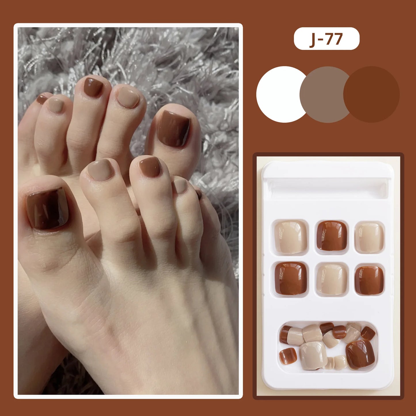 Colorful Press-On Toe Nails β 24pcs Full Cover Summer Style for Girls & Women