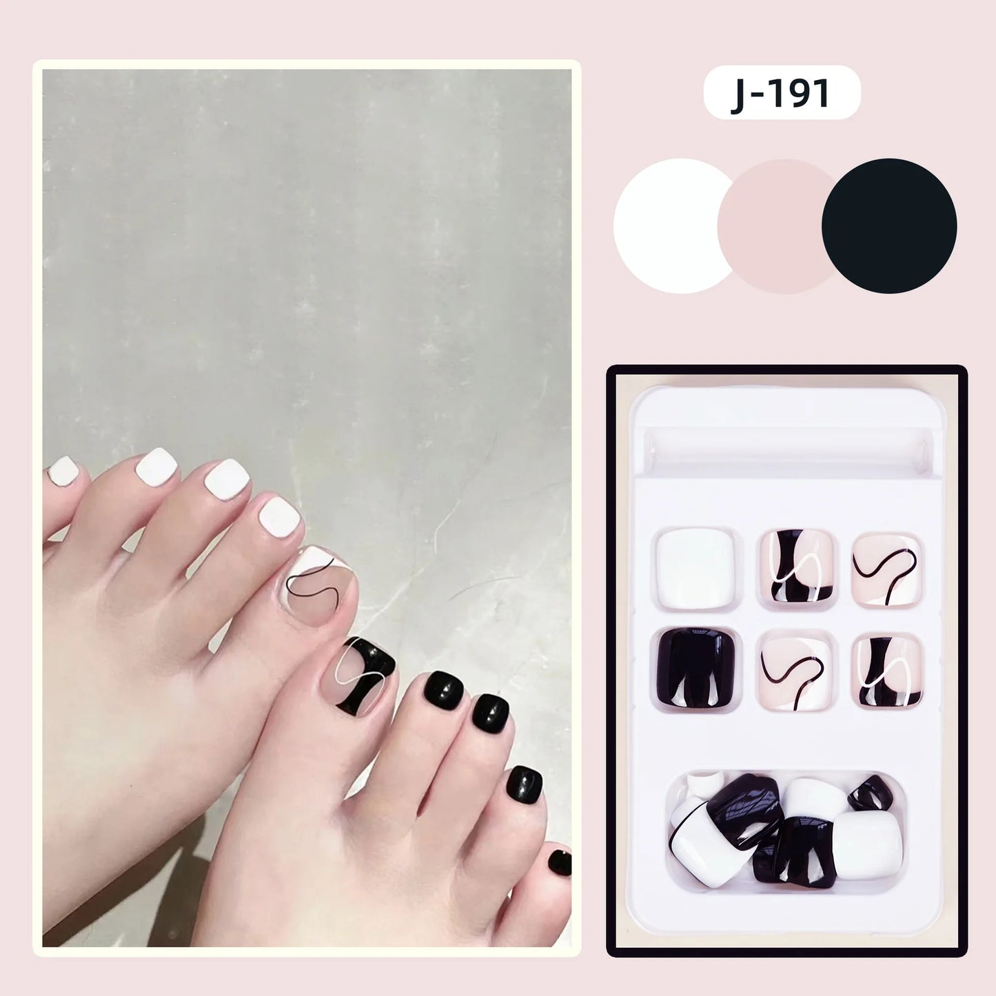 Colorful Press-On Toe Nails β 24pcs Full Cover Summer Style for Girls & Women
