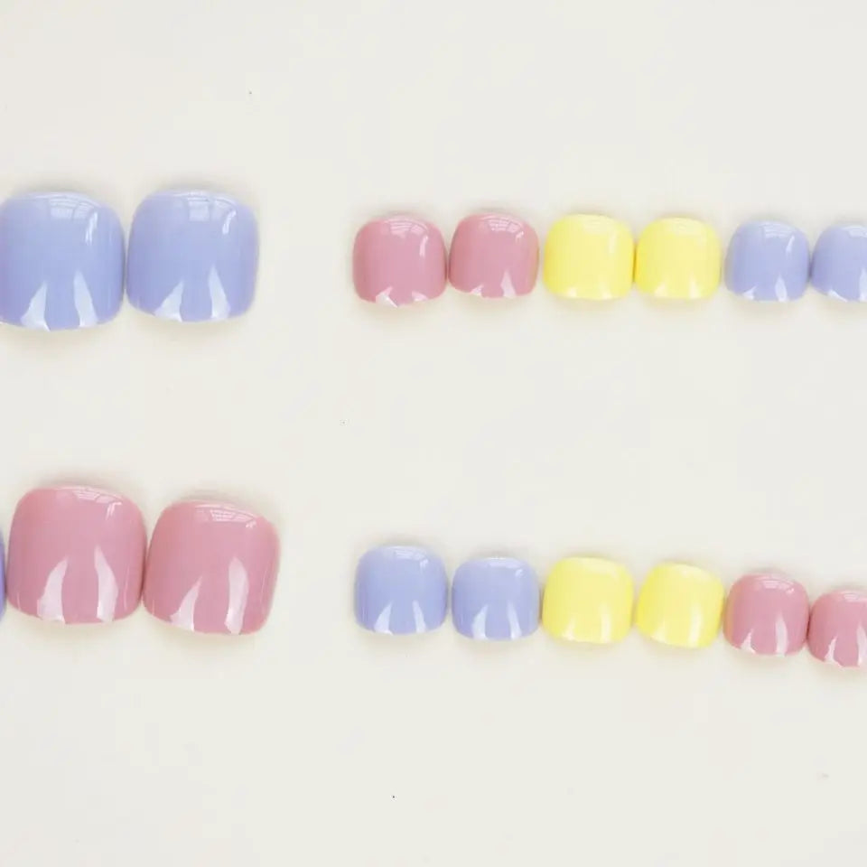 Colorful Press-On Toe Nails β 24pcs Full Cover Summer Style for Girls & Women