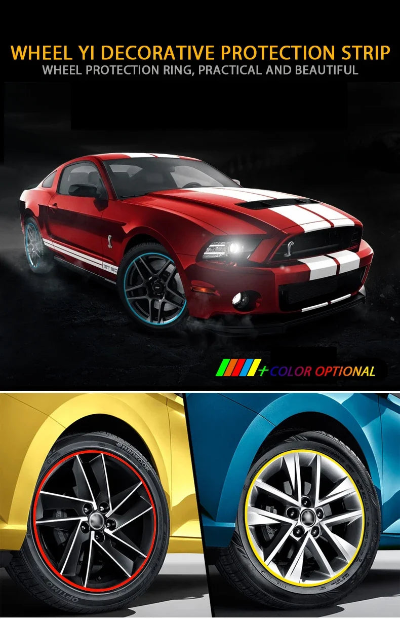 8M / Roll Rim blades Car Vehicle Color Wheel Rims Protectors Decor Strip Tire Guard Line Rubber Mounding Trim Tire Guard Line