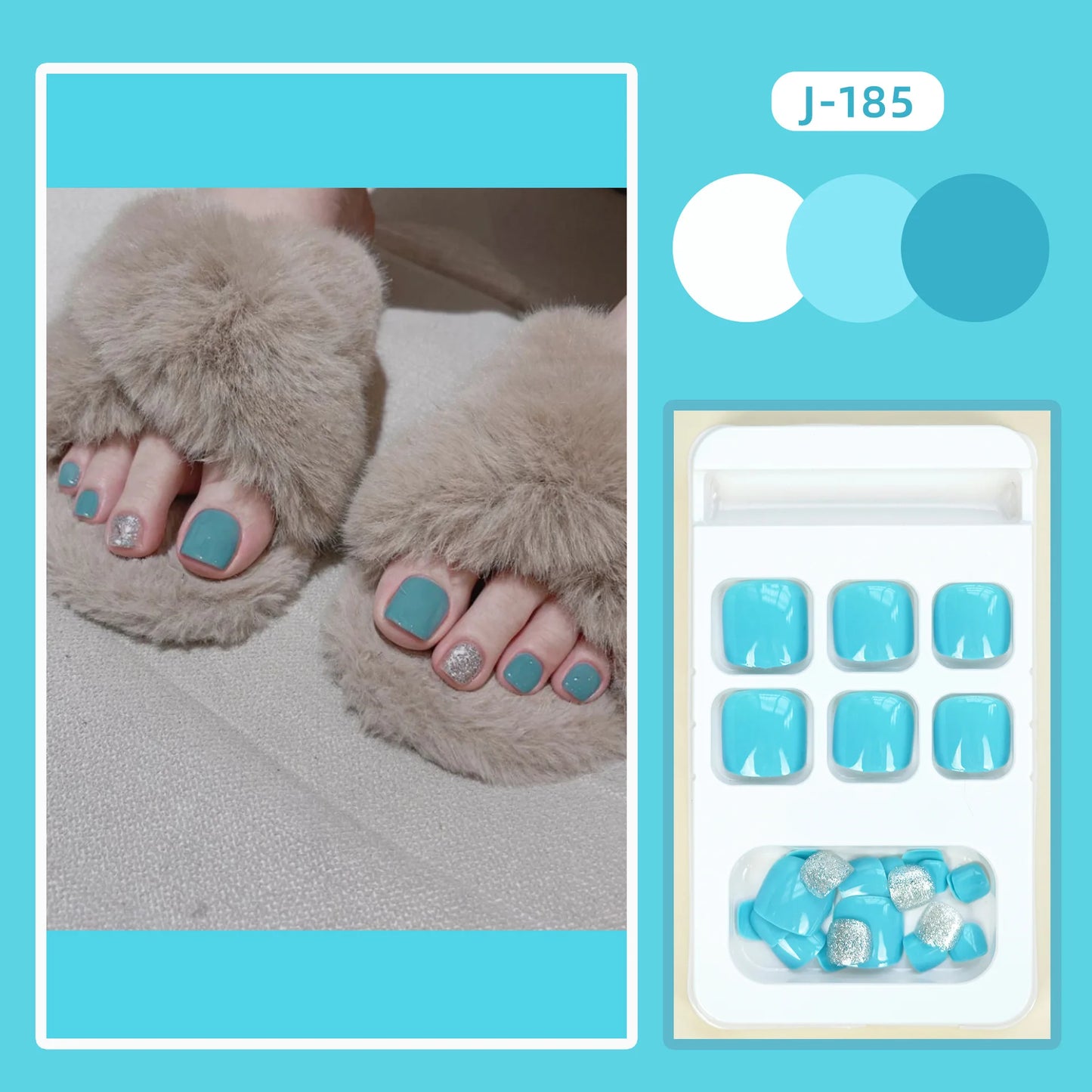 Colorful Press-On Toe Nails β 24pcs Full Cover Summer Style for Girls & Women