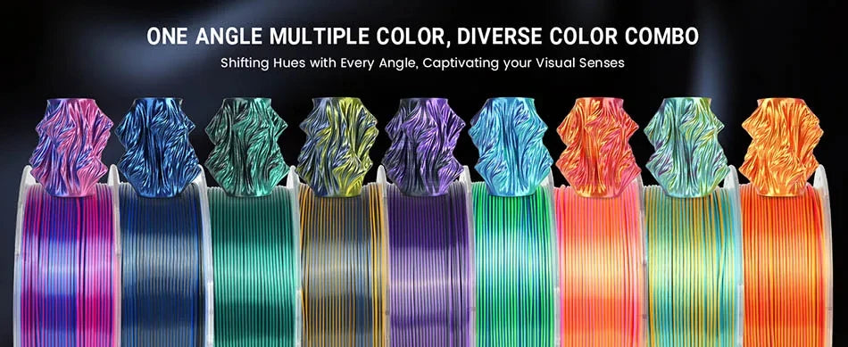 JAYO PLA+ Silk Rainbow 3D Printer Filament β 1.75mm Tri-Color No-Bubble High-Gloss Finish for FDM Printers