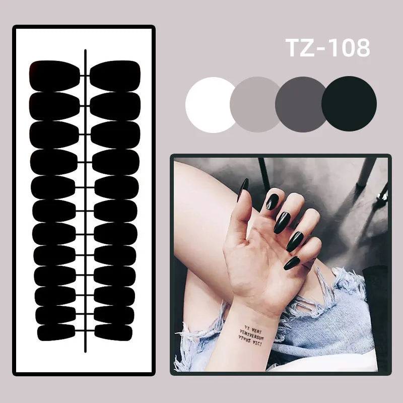 24pcs Blue Heart Press-On Nails – 3D Valentine’s Design | Short Square Ballet Fake Nail Set for Women & Girls