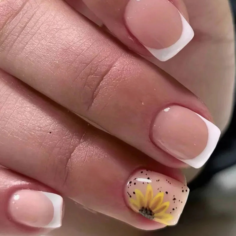 24pcs Blue Heart Press-On Nails – 3D Valentine’s Design | Short Square Ballet Fake Nail Set for Women & Girls