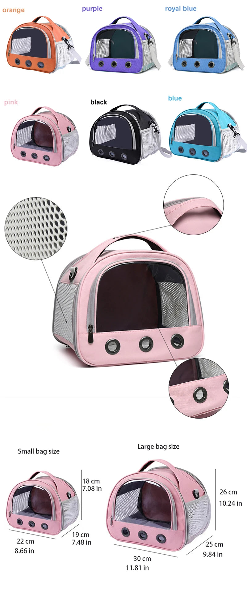 Foldable Cat Dog Bird Rabbit Carrier Bag With Thick Cotton Cushion Pet Aviation Backpack Anti-suffocation Portable Travel Bag