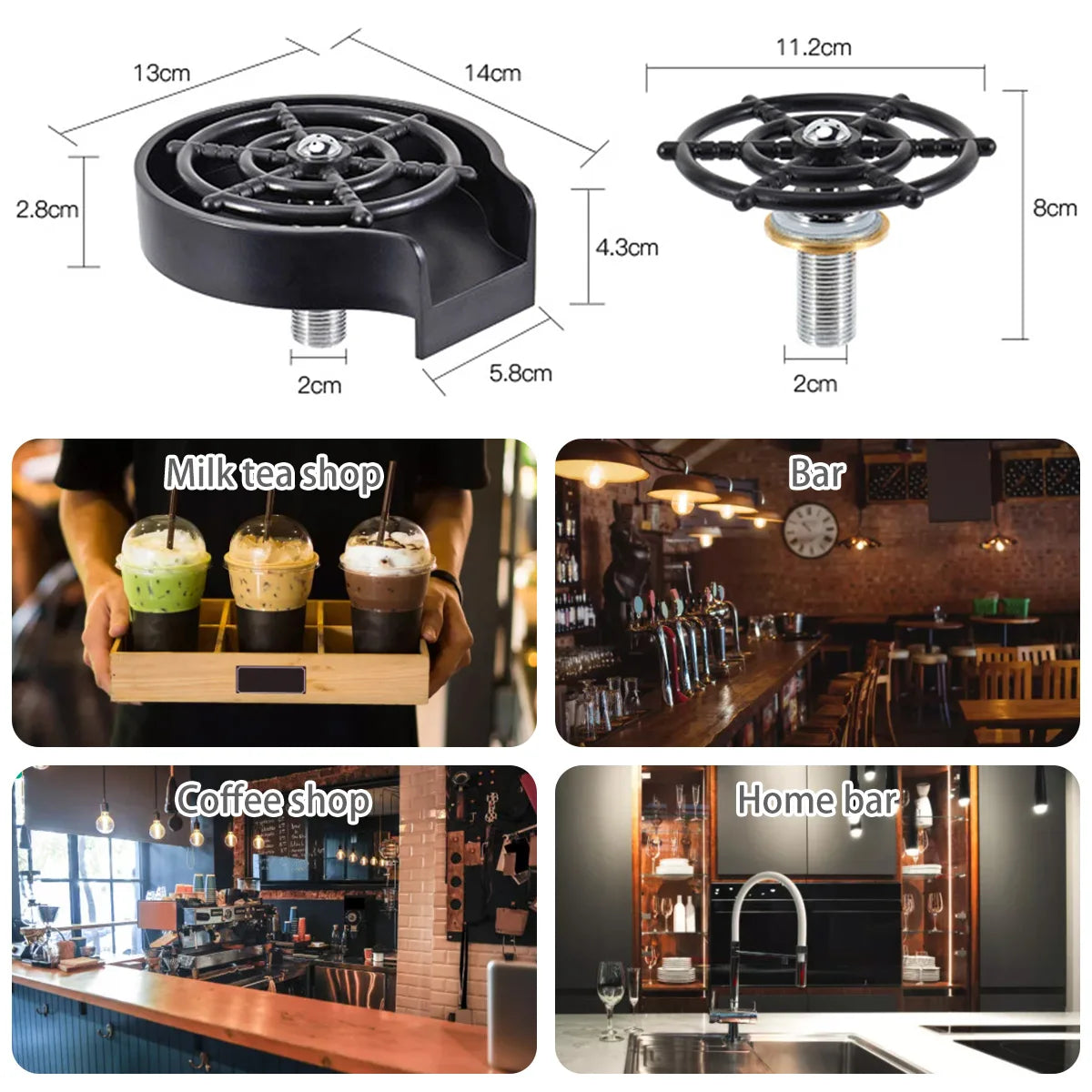 Faucet Glass Rinser High Pressure Cup Washer For Kitchen Sink Glass Beer Coffee Milk Tea Cup Cleaner Bar Accessories Clean Tool
