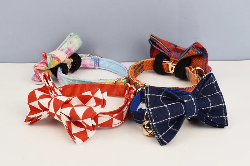 Cat Collar Bowknot Adjustable Safety Personalized pet collar Customized Name Soft