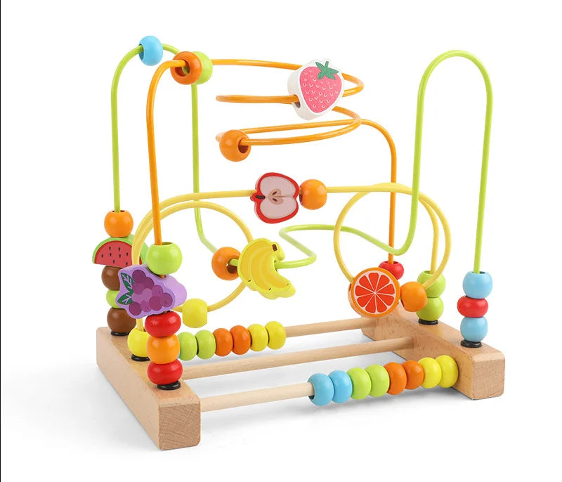 Big Montessori Wooden Toys Kids Circles Bead Wire Maze Roller Coaster Toddler Early Educational Puzzles Toy for Children infant