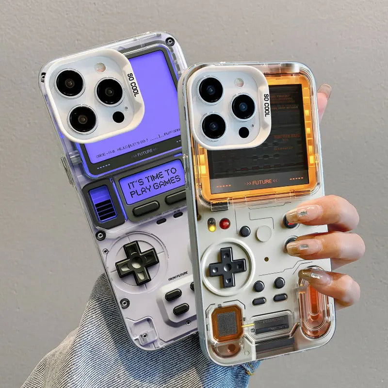 Technology Game Console 2D Printing Phone Case For IPhone 11 12 13 Mini Pro Max 14 15 16 Pro Max Plus Shockproof Laser Back Case