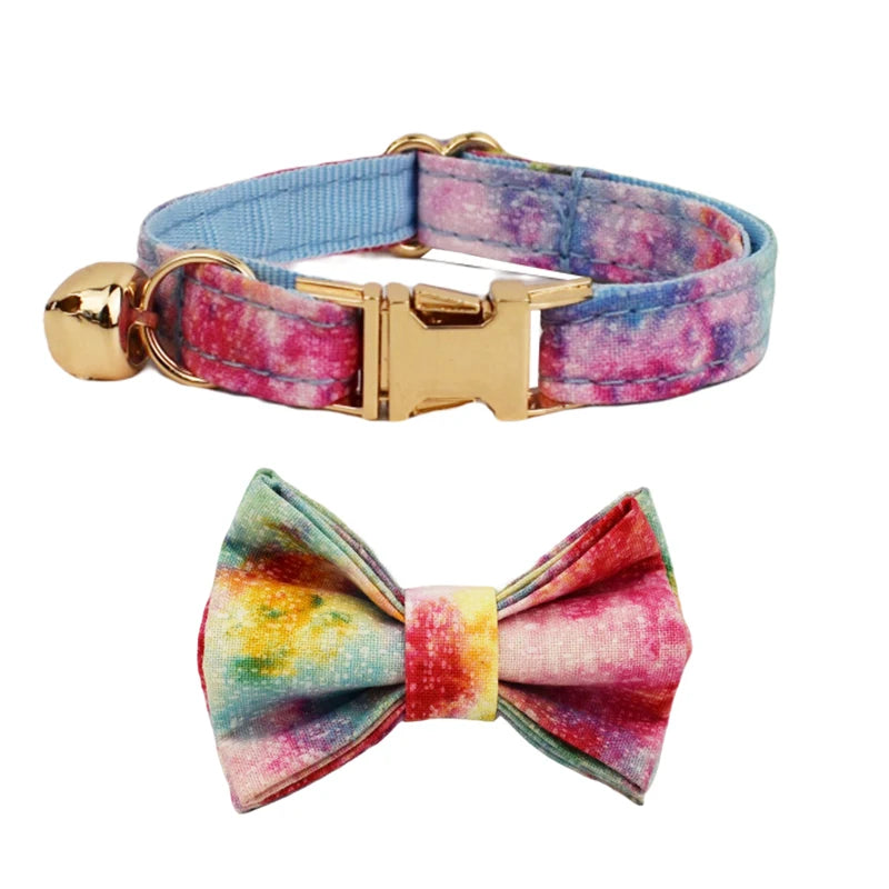 Cat Collar Bowknot Adjustable Safety Personalized pet collar Customized Name Soft