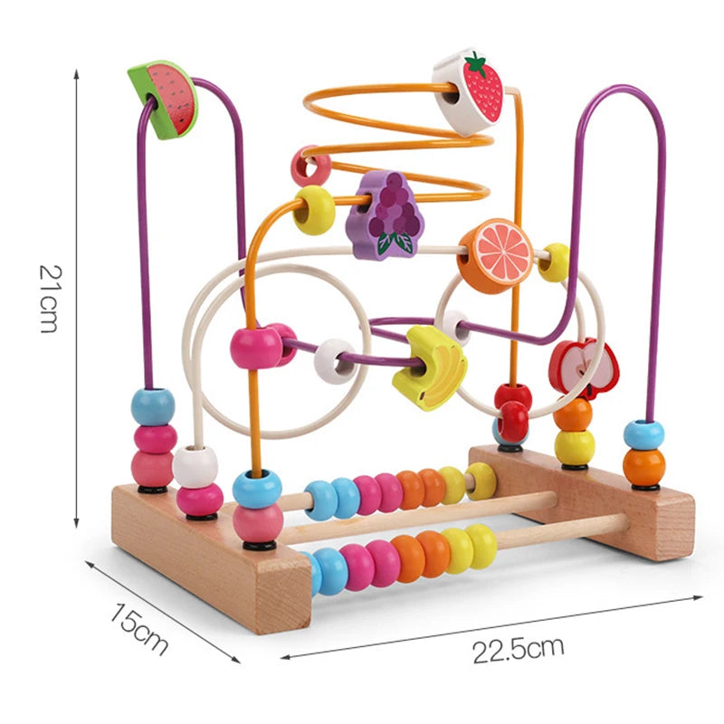 Big Montessori Wooden Toys Kids Circles Bead Wire Maze Roller Coaster Toddler Early Educational Puzzles Toy for Children infant