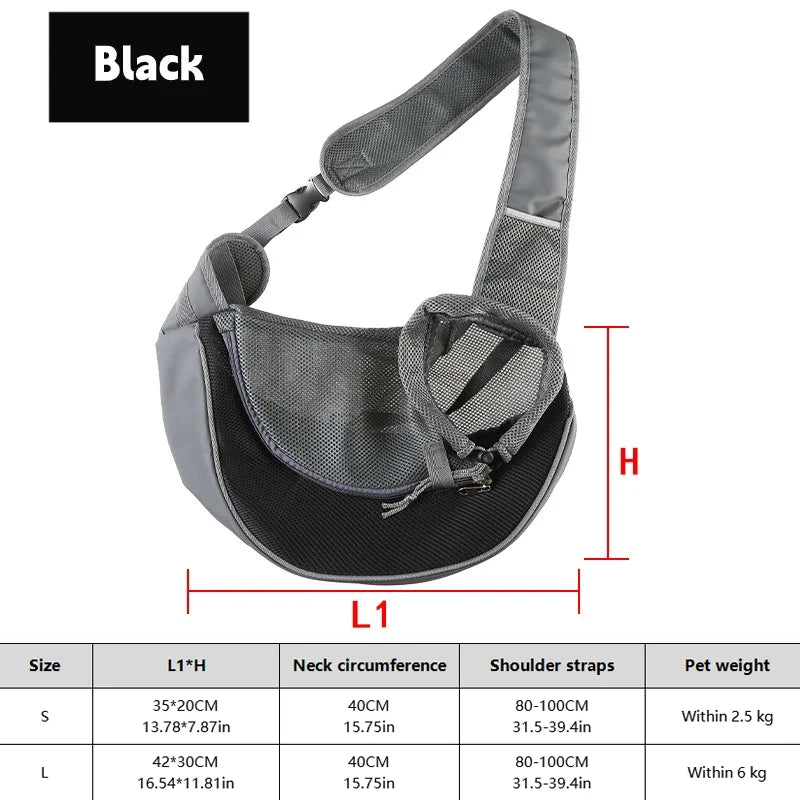 Dog Sling Carrier Breathable Mesh Travel Crossbody Bag For Puppy Cat Hiking Camping