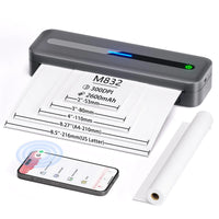 New A4 Portable Printer Wireless M832 for Travel Work Home Inkless Thermal 300DPI US-letter Mobile Printer Support Android iOS