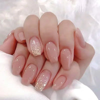 24Pcs Wine Red Press-On Nails – Short Square & Round Tips with Glitter Finish + Nail Glue