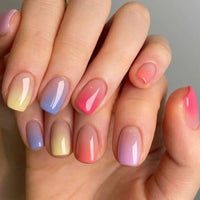 24pcs Blue Heart Press-On Nails – 3D Valentine’s Design | Short Square Ballet Fake Nail Set for Women & Girls