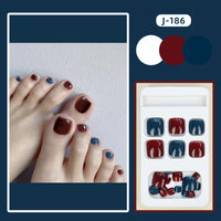Colorful Press-On Toe Nails – 24pcs Full Cover Summer Style for Girls & Women
