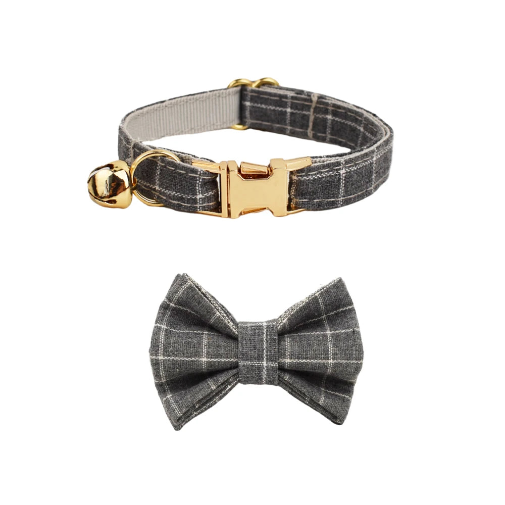 Cat Collar Bowknot Adjustable Safety Personalized pet collar Customized Name Soft