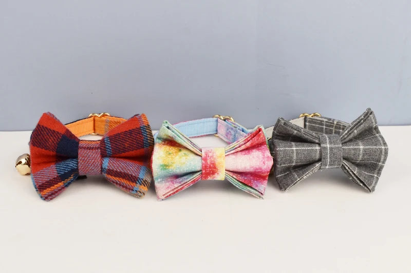 Cat Collar Bowknot Adjustable Safety Personalized pet collar Customized Name Soft