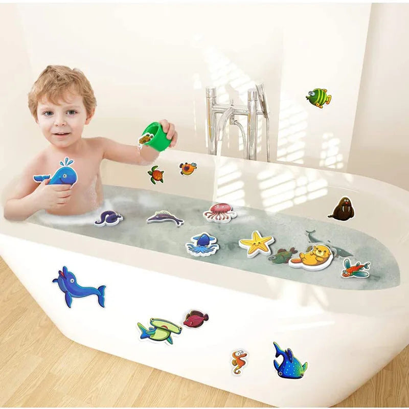Baby Bathroom Toys Soft EVA Paste Early Educational DIY Puzzles Toys Animal Sticker Bath Baby Water Toys for 0 12 Months 1 Years