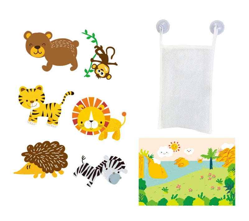 Baby Bathroom Toys Soft EVA Paste Early Educational DIY Puzzles Toys Animal Sticker Bath Baby Water Toys for 0 12 Months 1 Years